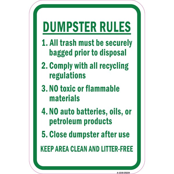 Signmission Safety Sign, 12 in Height, Aluminum, 18 in Length, 25224 A-1218-25224 - main